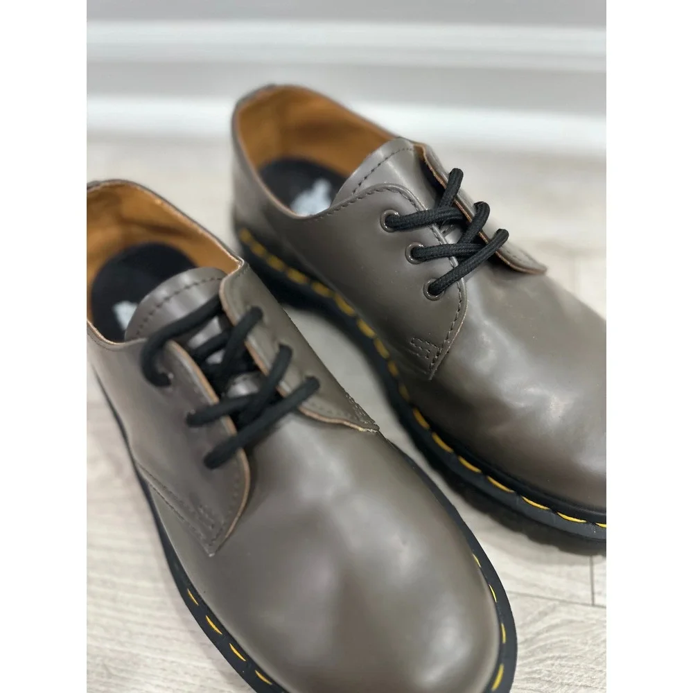 Dr Martens 1461 Bex Khaki Gray Leather Platform Oxford Shoes 27141 Mens 6 Wmn 7